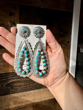 Load image into Gallery viewer, Big Dangle Stud Blue Turquoise Earrings
