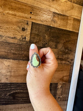 Load image into Gallery viewer, Ring- adjustable- Prehnite turquoise ring and sterling silver
