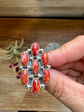 Load image into Gallery viewer, Cluster - size 7 - red spiny and sterling silver
