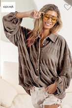 Load image into Gallery viewer, Wrinkle Effect Tiered Shirring Velvet Shirt - 3 color options

