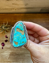 Load image into Gallery viewer, Big Ring- adjustable- Royston turquoise ring and sterling silver
