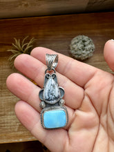 Load image into Gallery viewer, 2 stone Pendant - Golden Hill turquoise, White Buffalo &amp; Sterling Silver - option 3
