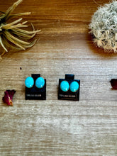 Load image into Gallery viewer, Perfect Blue Turquoise oval stud earrings
