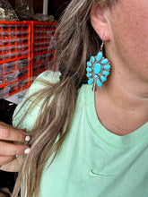 Load image into Gallery viewer, Big Dangle Blue Turquoise Earrings
