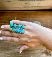 Load image into Gallery viewer, Big Ring - adjustable - mix turquoise ring and sterling silver
