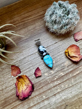 Load image into Gallery viewer, 2 stone Pendant - Golden Hill turquoise, White Buffalo &amp; Sterling Silver - option 2
