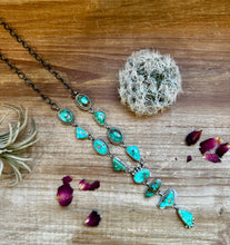 Load image into Gallery viewer, Royston turquoise necklace lariat and earrings set
