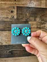 Load image into Gallery viewer, Cluster earrings stud - sterling silver and turquoise
