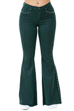 Load image into Gallery viewer, Leopard Studded Bell Bottom - Inseam 30
