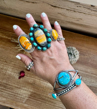 Load image into Gallery viewer, Big oval Ring - adjustable- sterling silver with bumblebee jasper
