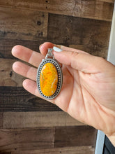 Load image into Gallery viewer, Oval Pendant - sterling silver with bumblebee jasper
