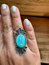 Load image into Gallery viewer, Long ring- size 9 - Royston turquoise ring and sterling silver
