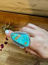 Load image into Gallery viewer, Big Ring- adjustable- Royston turquoise ring and sterling silver
