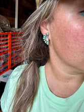 Load image into Gallery viewer, Half Green turquoise cluster stud earrings
