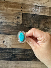 Load image into Gallery viewer, Oval Ring- Size 8- Kingman turquoise ring and sterling silver
