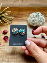 Load image into Gallery viewer, Heart Stud spiny and turquoise earrings
