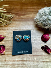 Load image into Gallery viewer, Heart Stud spiny and turquoise earrings
