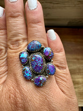 Load image into Gallery viewer, Cluster rings - Purple Mojave - adjustable - ring and sterling silver
