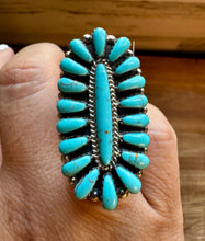 Load image into Gallery viewer, Cluster Ring - size 6 - kingman turquoise and sterling silver
