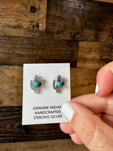 Load image into Gallery viewer, Smaller Cactus earrings stud - sterling silver and turquoise
