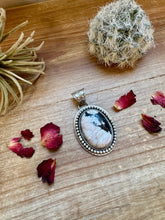 Load image into Gallery viewer, Oval Pendant - sterling silver with white buffalo
