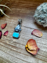 Load image into Gallery viewer, 2 stone Pendant - Golden Hill turquoise, White Buffalo &amp; Sterling Silver - option 3
