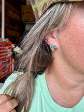 Load image into Gallery viewer, Smaller Cactus earrings stud - sterling silver and turquoise
