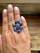 Load image into Gallery viewer, Cluster rings - Purple Mojave - adjustable - ring and sterling silver
