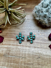 Load image into Gallery viewer, Cactus earrings stud - sterling silver and turquoise
