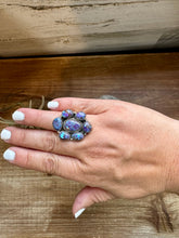 Load image into Gallery viewer, Cluster rings - Purple Mojave - adjustable - ring and sterling silver
