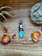 Load image into Gallery viewer, 2 stone Pendant - Golden Hill turquoise, White Buffalo &amp; Sterling Silver - option 2
