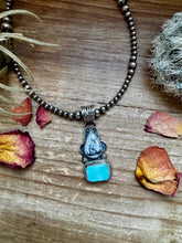 Load image into Gallery viewer, 2 stone Pendant - Golden Hill turquoise, White Buffalo &amp; Sterling Silver - option 3
