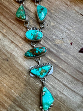 Load image into Gallery viewer, Royston turquoise necklace lariat and earrings set
