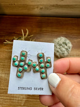 Load image into Gallery viewer, Cactus earrings stud - sterling silver and turquoise
