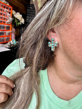 Load image into Gallery viewer, Cactus earrings stud - sterling silver and turquoise
