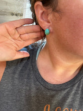 Load image into Gallery viewer, Turquoise oval stud earrings green and blue
