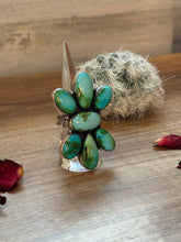 Load image into Gallery viewer, Big Ring - adjustable turquoise ring and sterling silver
