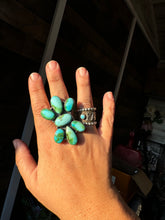 Load image into Gallery viewer, Big Ring - adjustable turquoise ring and sterling silver
