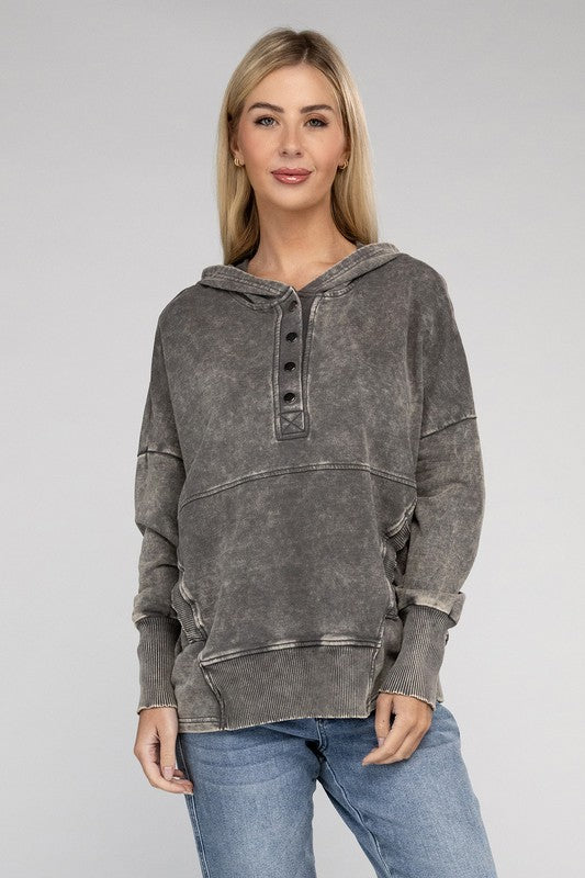 ACID WASH FRENCH TERRY HOODIE - GREY – VIGOSS USA