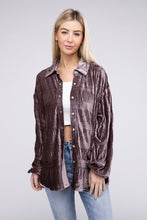 Load image into Gallery viewer, Wrinkle Effect Tiered Shirring Velvet Shirt - 3 color options

