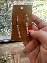 Load image into Gallery viewer, Pink shell dangle earrings - summer small earrings
